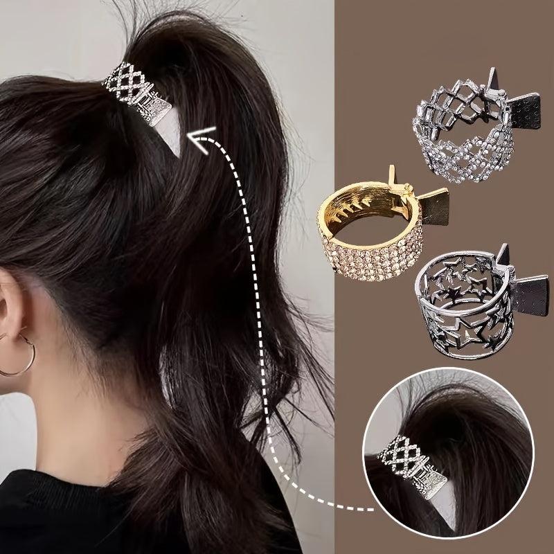 3pcs Crystal Hair Clips High Ponytail Holder Metal Rhinestone Hair Claw Clip