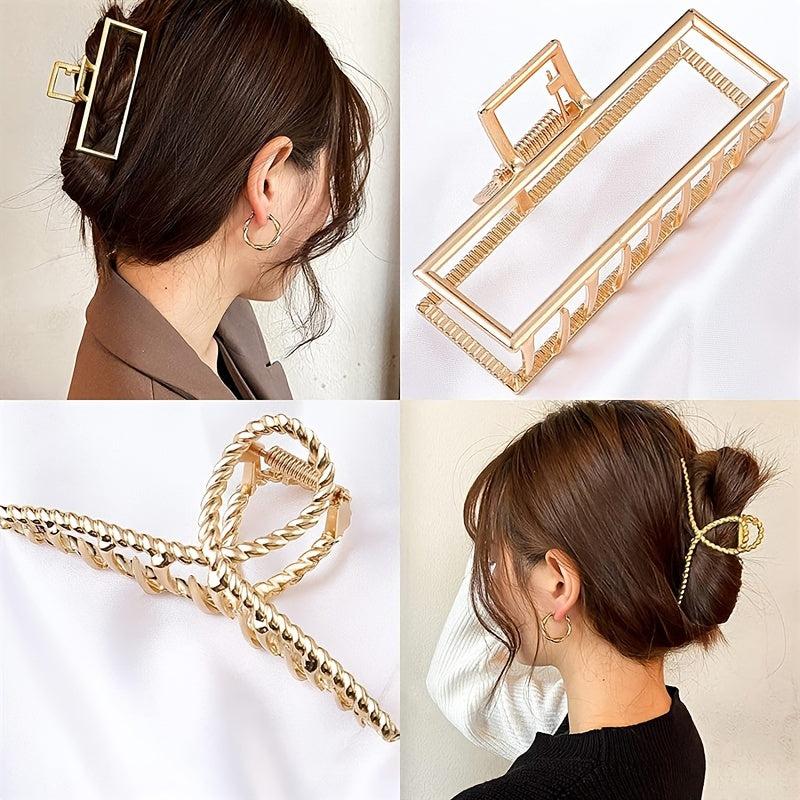 3pcs Metal Large Hair Claw Non slip Shark Claw Strong Ponytail Holder
