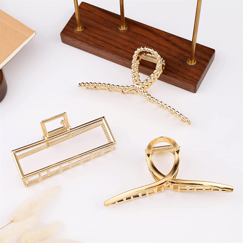 3pcs Metal Large Hair Claw Non slip Shark Claw Strong Ponytail Holder