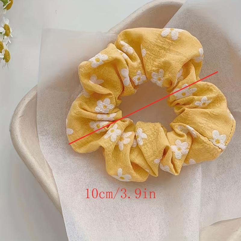 7pcs Floral Print Scrunchie Hair Tie Ponytail Holder Hair Band Accessory