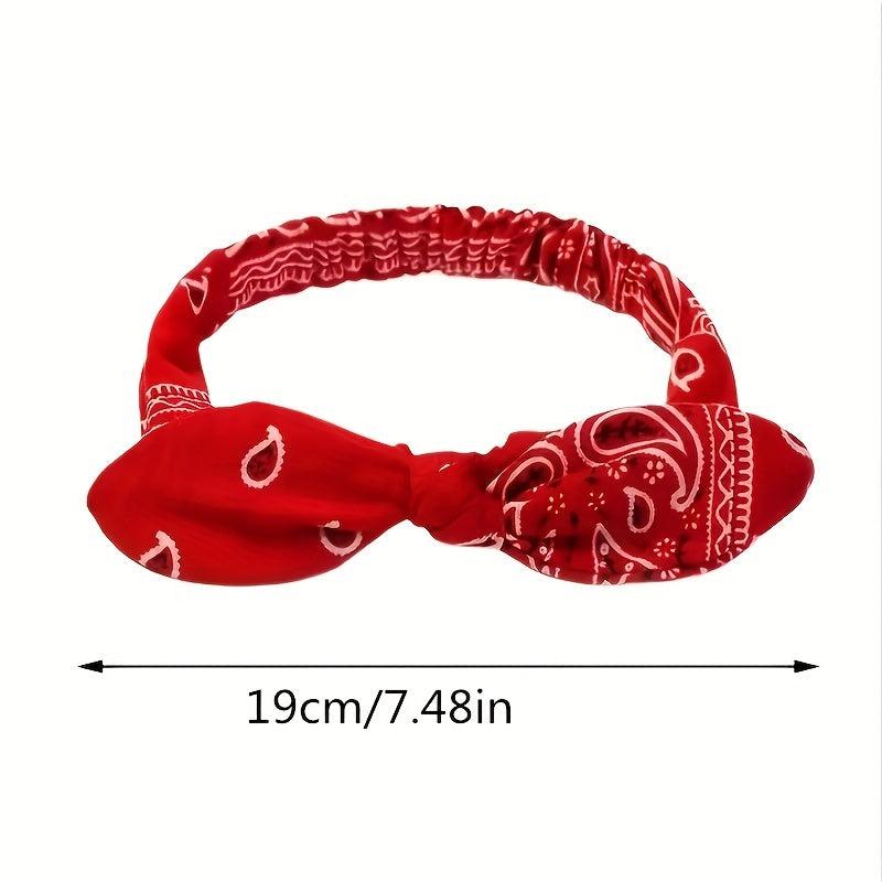 Women Suede Soft Print Headbands Vintage Cross Knot Hair Bands