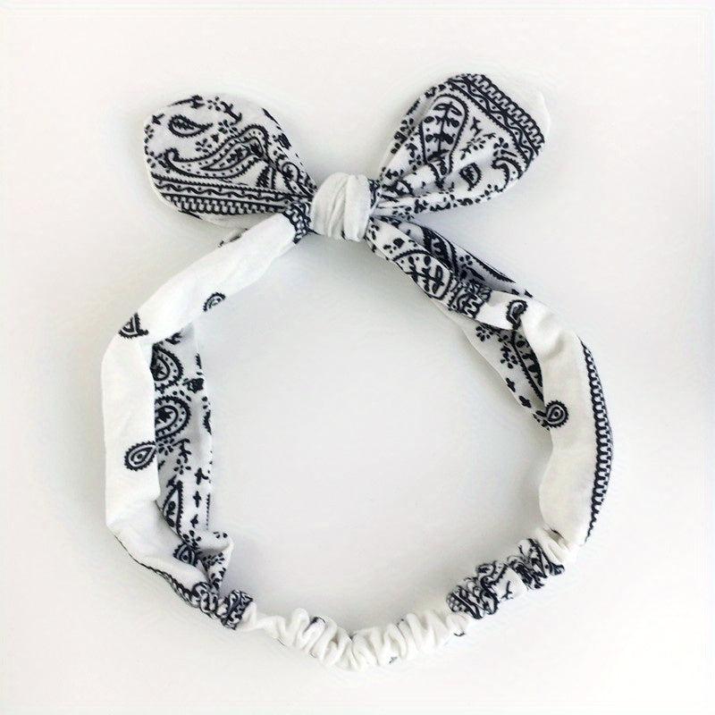 Women Suede Soft Print Headbands Vintage Cross Knot Hair Bands