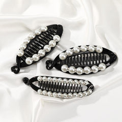 Faux Pearl Rhinestone Hair Claws Clip Fish Shape Banana Barrettes Hairpins