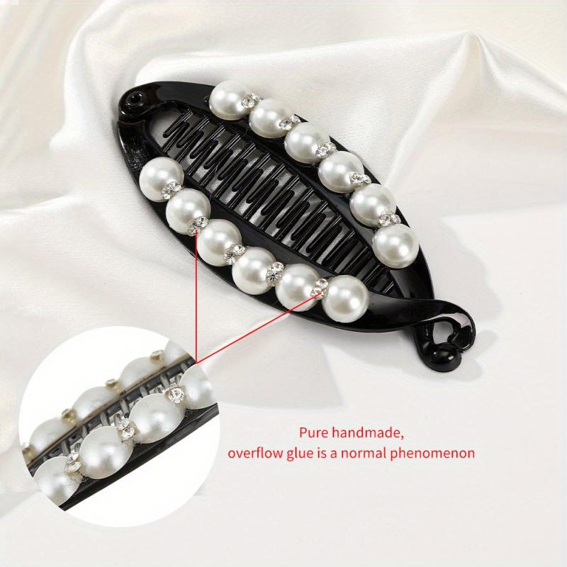 Faux Pearl Rhinestone Hair Claws Clip Fish Shape Banana Barrettes Hairpins