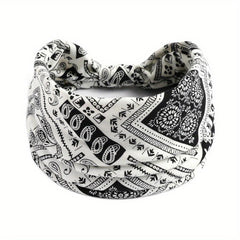 Boho Style Wide Brim Headband Paisley Pattern Sports Sweatband