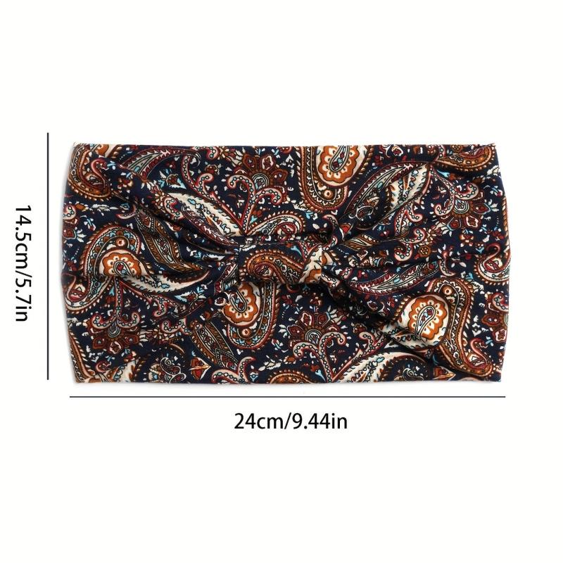 Boho Style Wide Brim Headband Paisley Pattern Sports Sweatband
