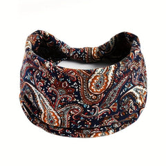 Boho Style Wide Brim Headband Paisley Pattern Sports Sweatband