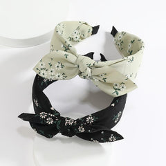 Fabric Floral Print Wide Bowknot Hairband Boho Retro Headband Hair Accessories