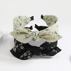 Fabric Floral Print Wide Bowknot Hairband Boho Retro Headband Hair Accessories