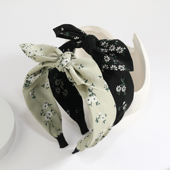 Fabric Floral Print Wide Bowknot Hairband Boho Retro Headband Hair Accessories
