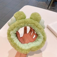 Plush Frog Eyes Headband Fluffy Fur Elastic Hairband