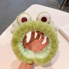 Plush Frog Eyes Headband Fluffy Fur Elastic Hairband