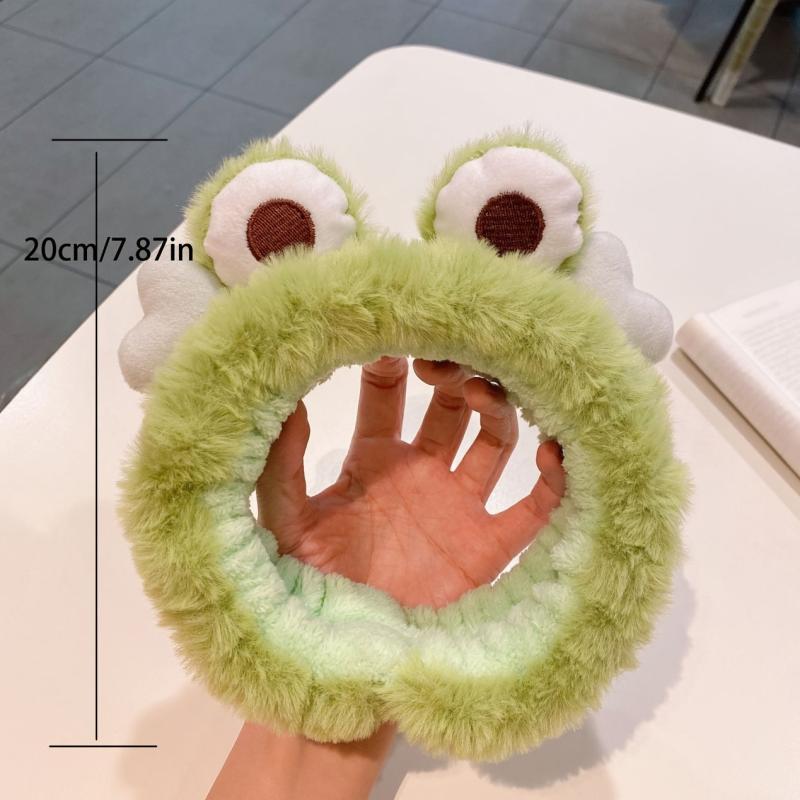 Plush Frog Eyes Headband Fluffy Fur Elastic Hairband