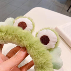 Plush Frog Eyes Headband Fluffy Fur Elastic Hairband
