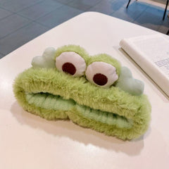 Plush Frog Eyes Headband Fluffy Fur Elastic Hairband