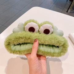 Plush Frog Eyes Headband Fluffy Fur Elastic Hairband