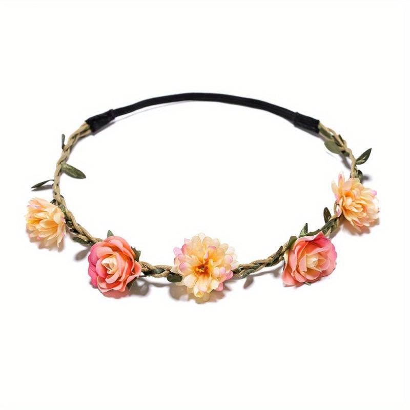 Bohemian Floral Wreath Headband Headdress for Wedding Bride