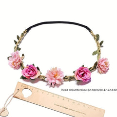 Bohemian Floral Wreath Headband Headdress for Wedding Bride