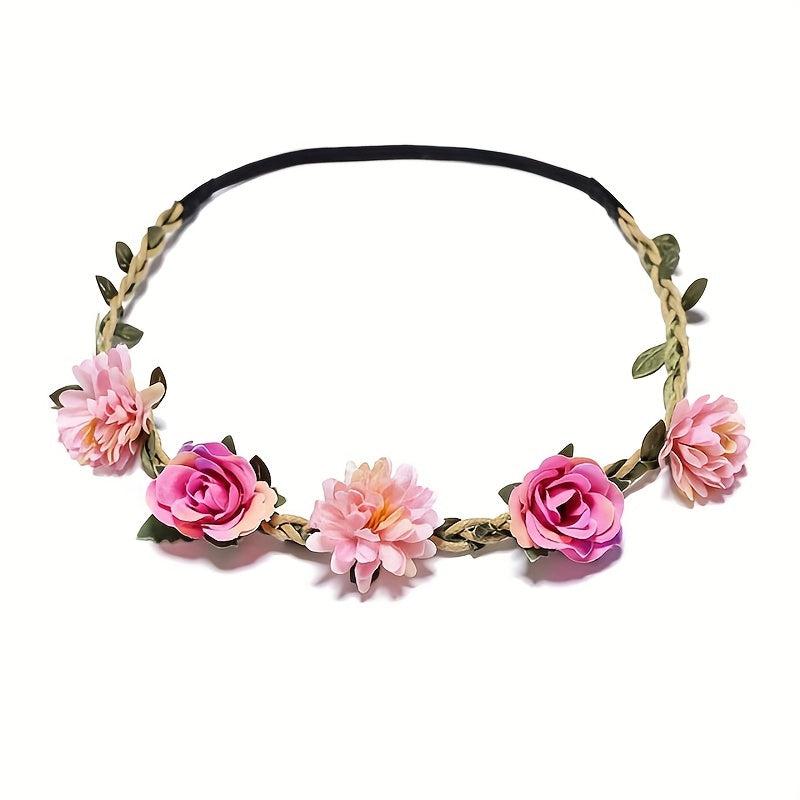 Bohemian Floral Wreath Headband Headdress for Wedding Bride