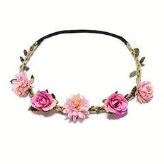 Bohemian Floral Wreath Headband Headdress for Wedding Bride