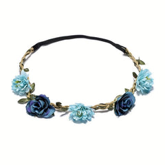 Bohemian Floral Wreath Headband Headdress for Wedding Bride