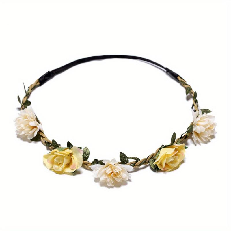 Bohemian Floral Wreath Headband Headdress for Wedding Bride