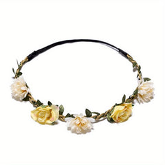 Bohemian Floral Wreath Headband Headdress for Wedding Bride