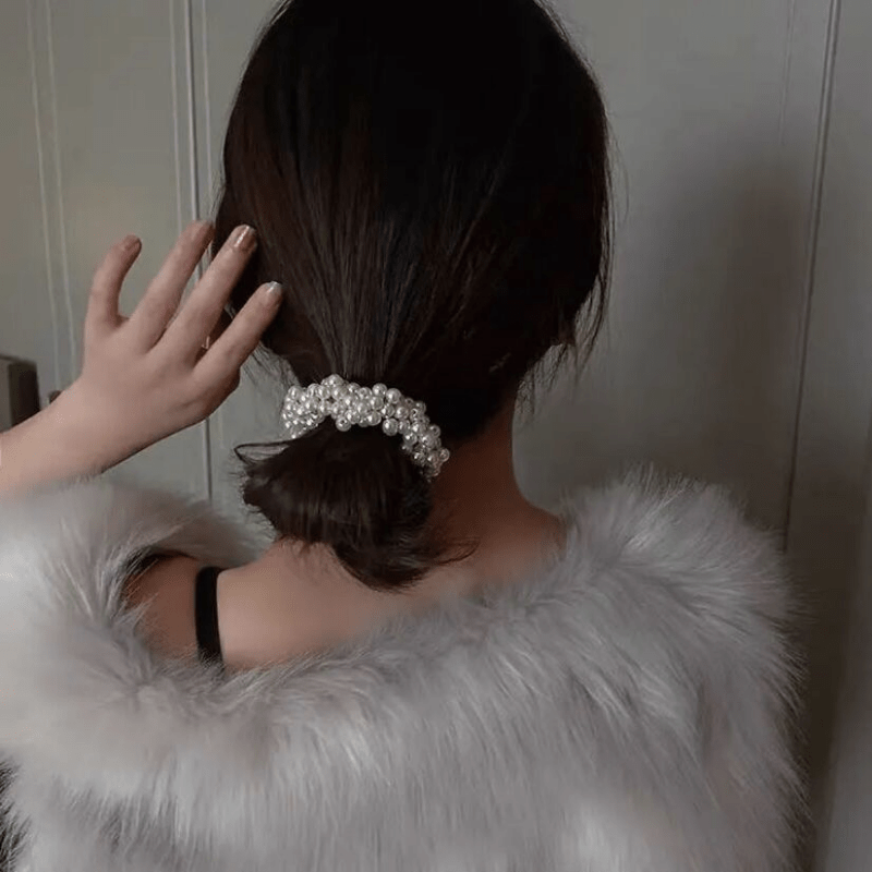 Faux Pearl Hair Tie Scrunchies Beaded Elastic Hair Accessory
