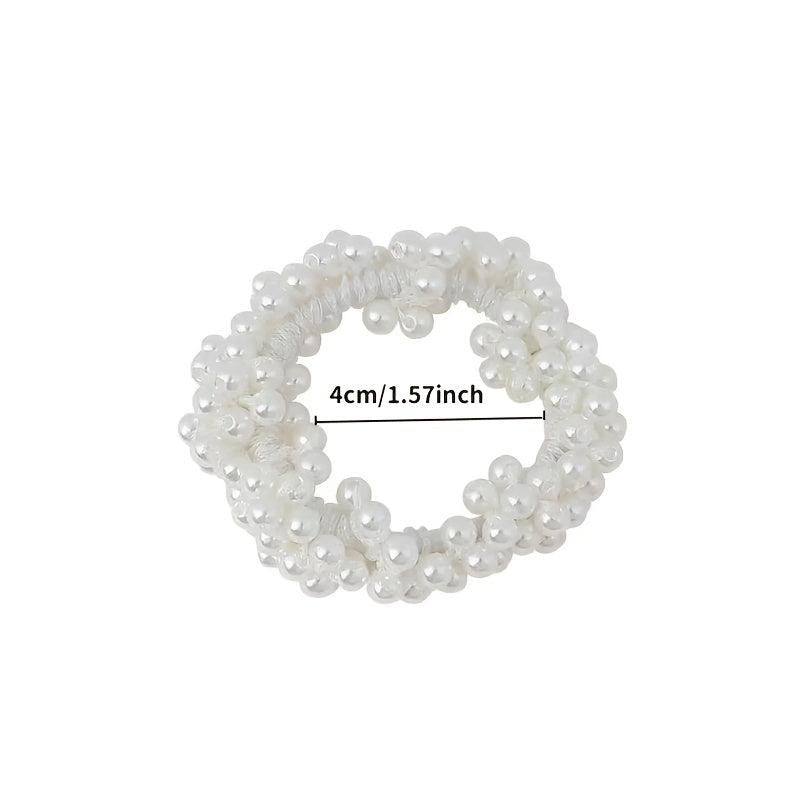 Faux Pearl Hair Tie Scrunchies Beaded Elastic Hair Accessory