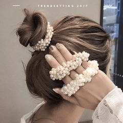 Faux Pearl Hair Tie Scrunchies Beaded Elastic Hair Accessory