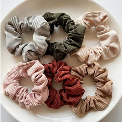 6pcs Morandi Knit Hair Scrunchies Elastic Bands Set
