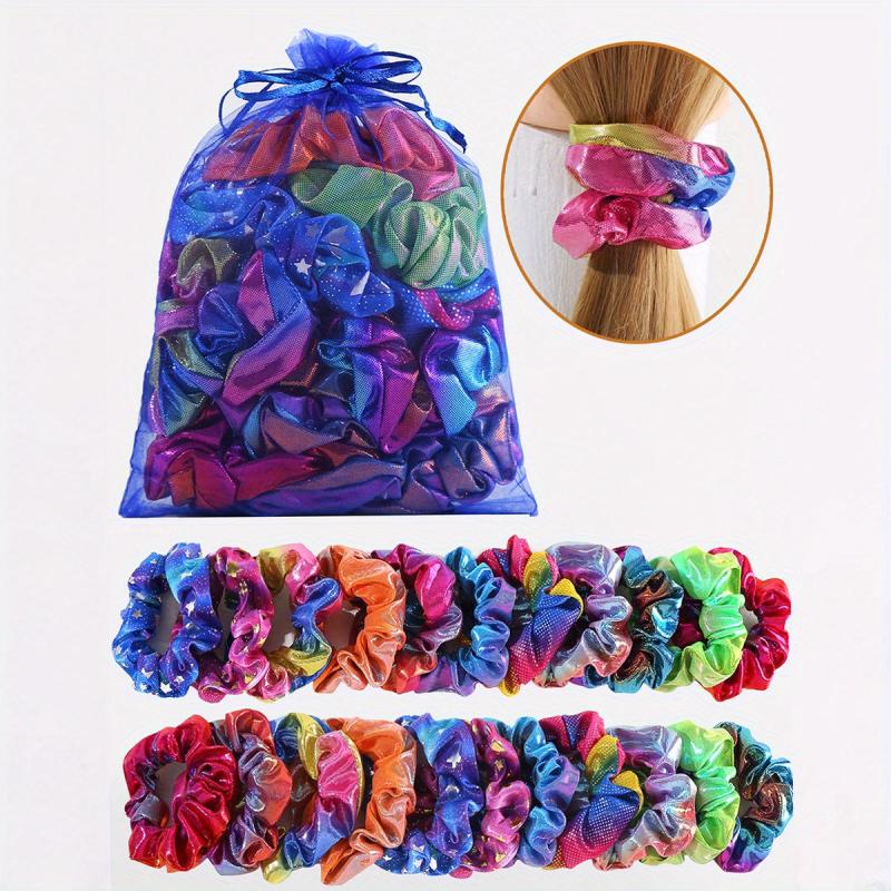 20pcs Metallic Hair Scrunchies Mermaid Ponytail Holder Colorful Neon Hair Ties