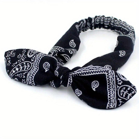 Paisley Print Knot Decor Headband Vintage Boho Style Hair Band