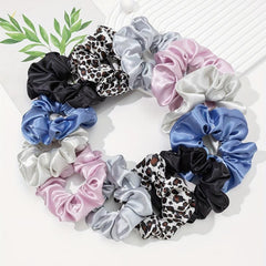 12pcs Large Satin Scrunchie Hair Tie Silky Hair Rope Female Hair Accessories