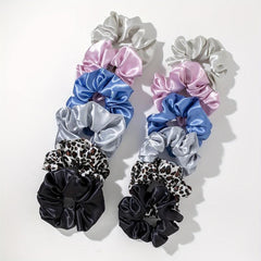 12pcs Large Satin Scrunchie Hair Tie Silky Hair Rope Female Hair Accessories