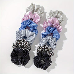 12pcs Large Satin Scrunchie Hair Tie Silky Hair Rope Female Hair Accessories
