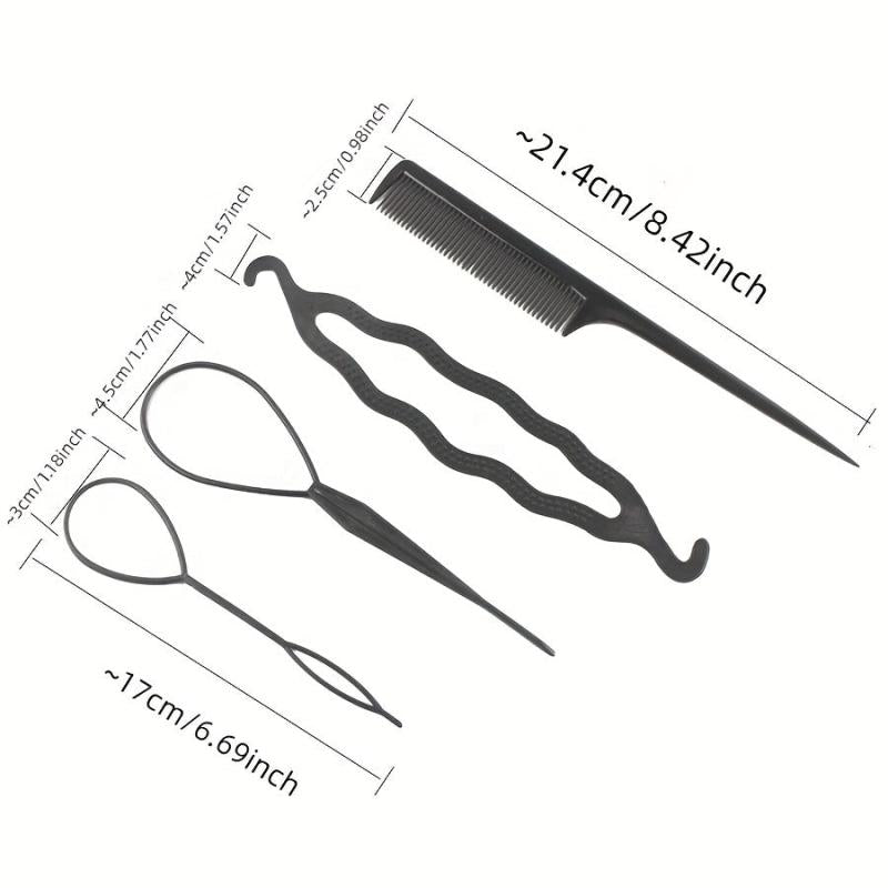 4pcs Hair Bun Maker Styling Tools Twist Hair Clips
