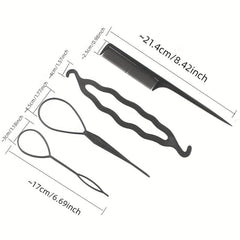 4pcs Hair Bun Maker Styling Tools Twist Hair Clips