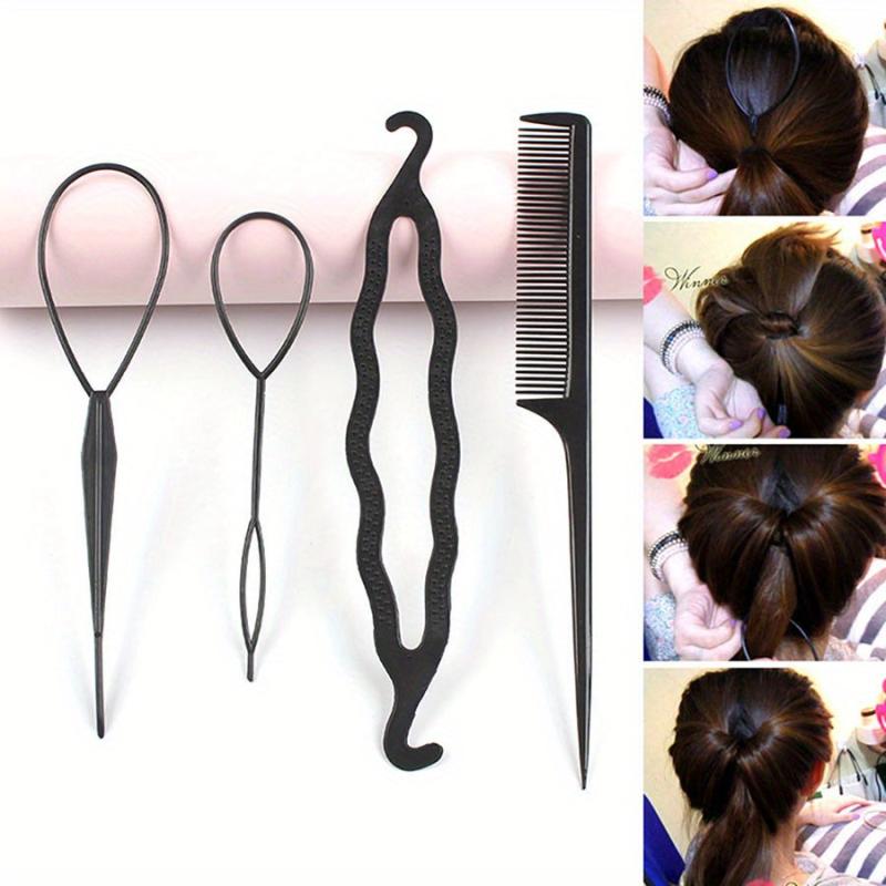 4pcs Hair Bun Maker Styling Tools Twist Hair Clips
