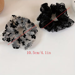 2pcs Floral Scrunchie Ponytail Holder