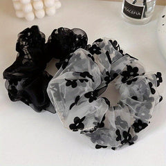 2pcs Floral Scrunchie Ponytail Holder