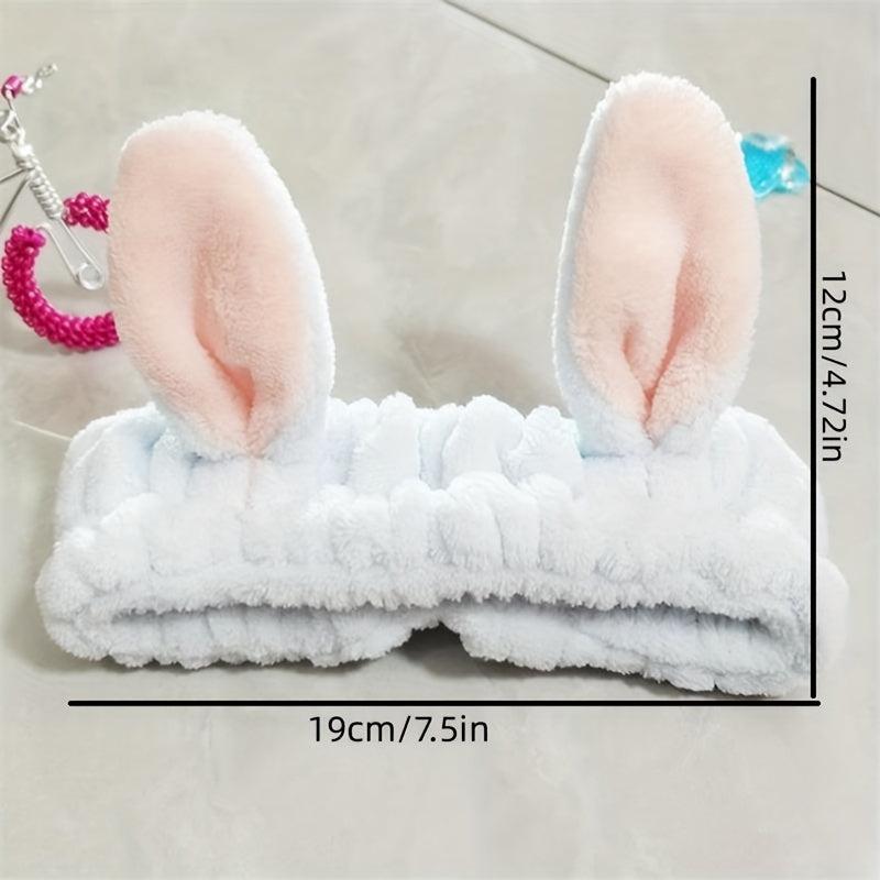 3D Rabbit Ear Headband Soft Headbands for Skincare Spa Shower