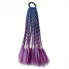 Colorful Braided Ponytail Wig Hair Tie Gradient Synthetic Braid Hair Extension