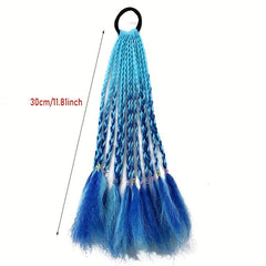 Colorful Braided Ponytail Wig Hair Tie Gradient Synthetic Braid Hair Extension
