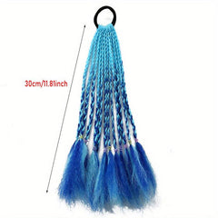 Colorful Braided Ponytail Wig Hair Tie Gradient Synthetic Braid Hair Extension