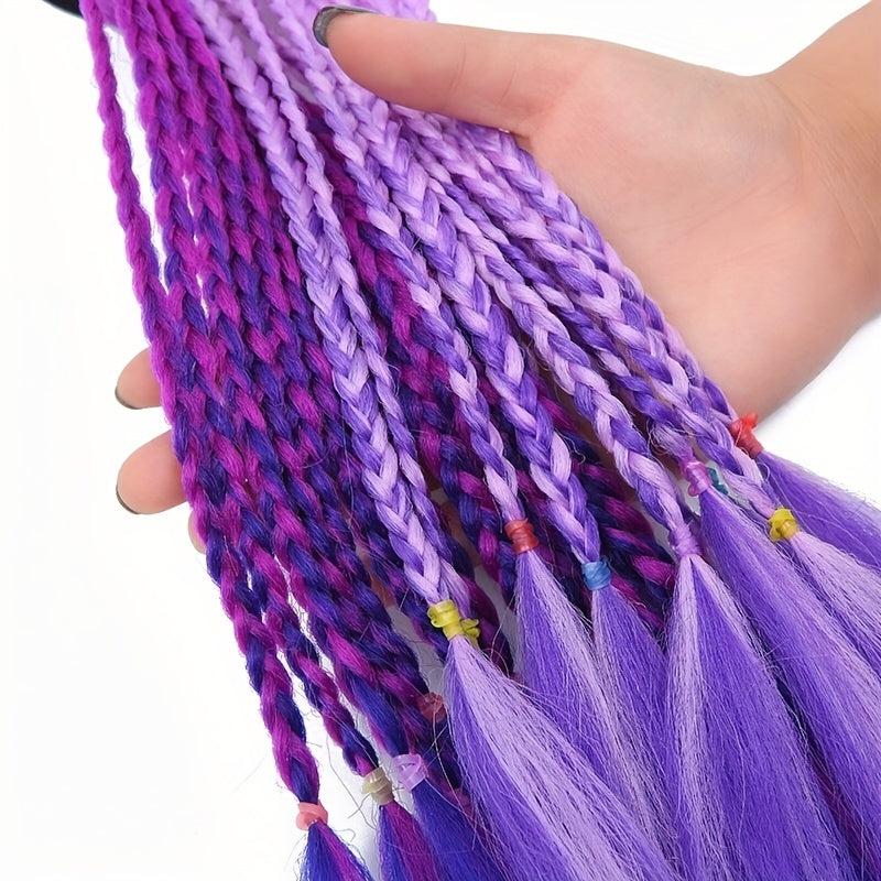 Colorful Braided Ponytail Wig Hair Tie Gradient Synthetic Braid Hair Extension