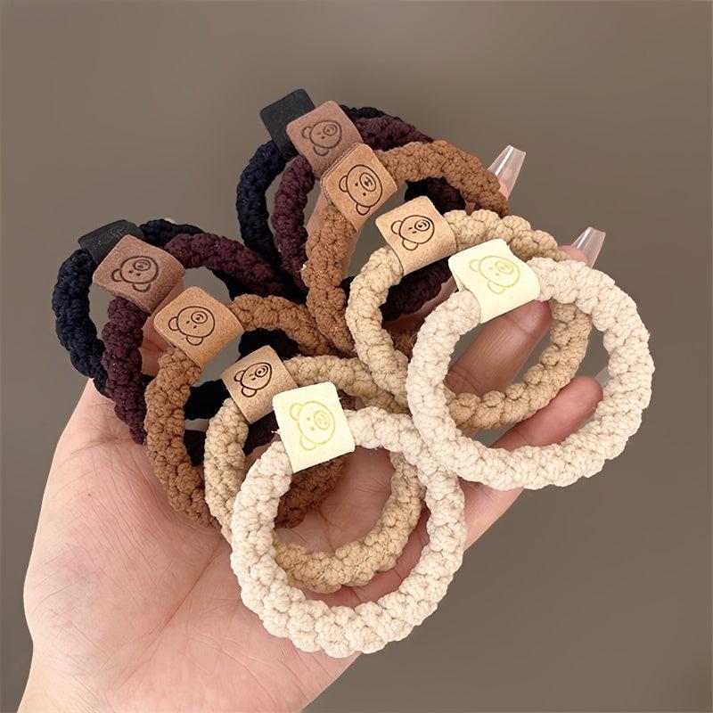 5pcs Braided Hair Elastics Ties Scrunchie Ponytail Holder