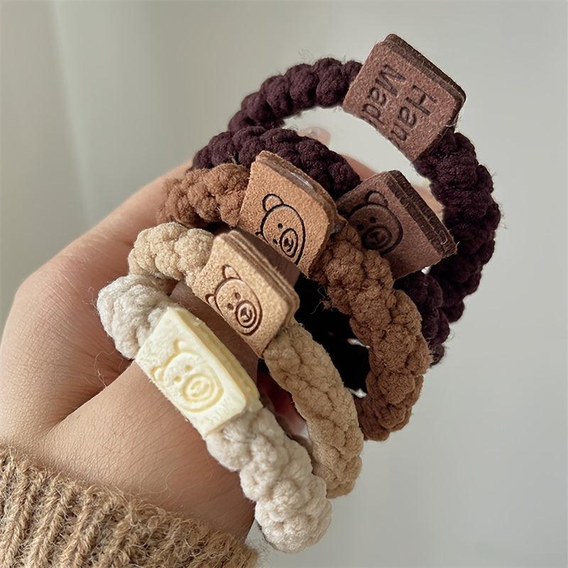 5pcs Braided Hair Elastics Ties Scrunchie Ponytail Holder