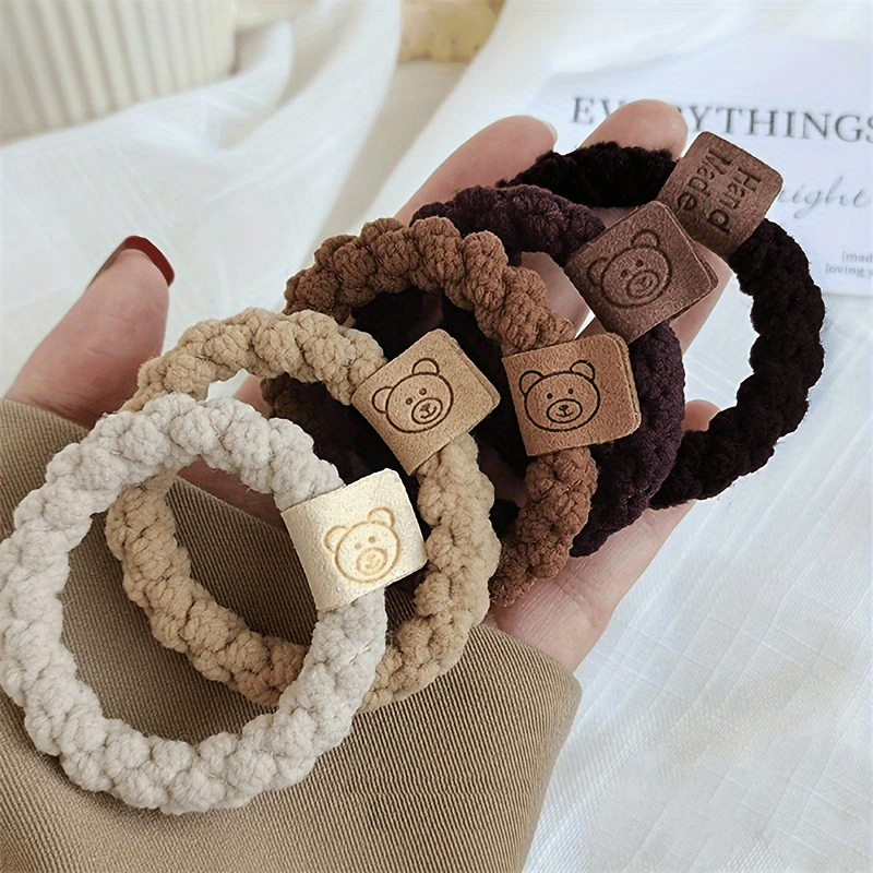 5pcs Braided Hair Elastics Ties Scrunchie Ponytail Holder