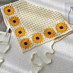 Boho Daisy Crochet Hair Bandana Headscarf Vintage Headband